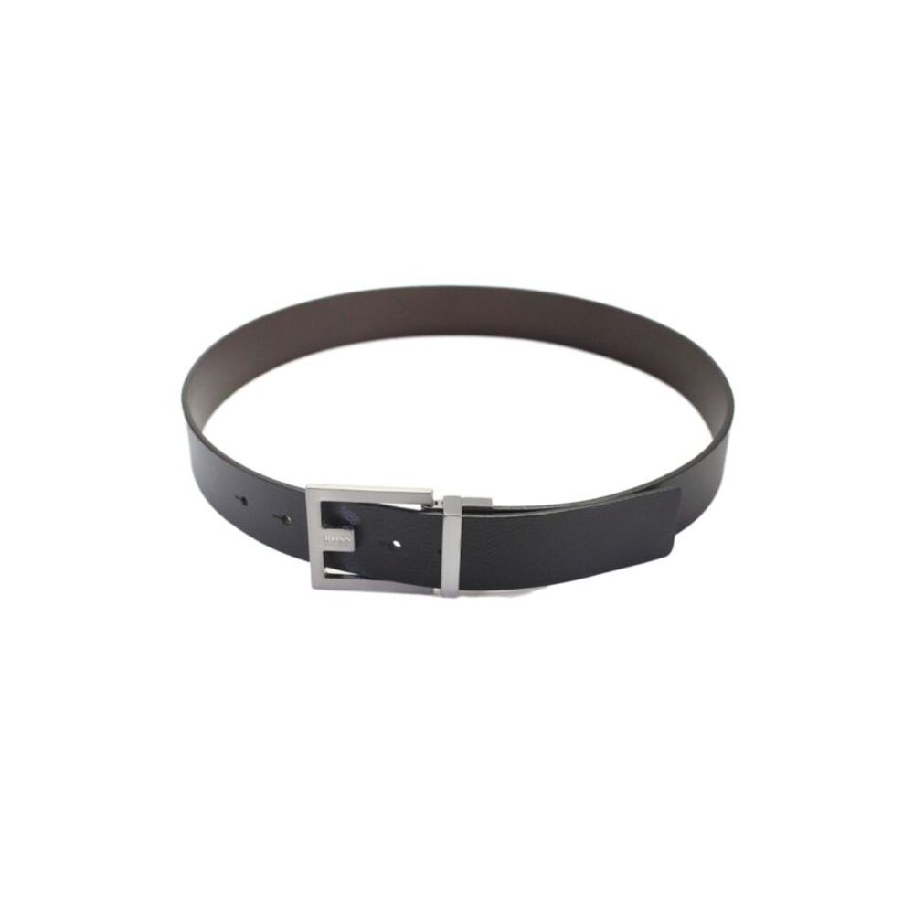 Boss Hugo Boss Mens Leather Silver Tone Buckle Belt Brown Size 40